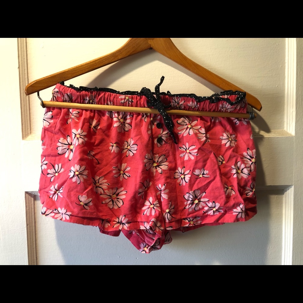 Pink flower pajama shorts